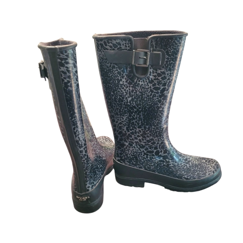 Sperry Black Winter Rain Boots with Adjustable Buckle - Picture 2 of 9